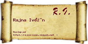 Rajna Iván névjegykártya